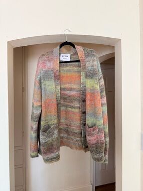RE/DONE Multicolor Cozy Mohair Blend Cardigan - Pastel Stripe